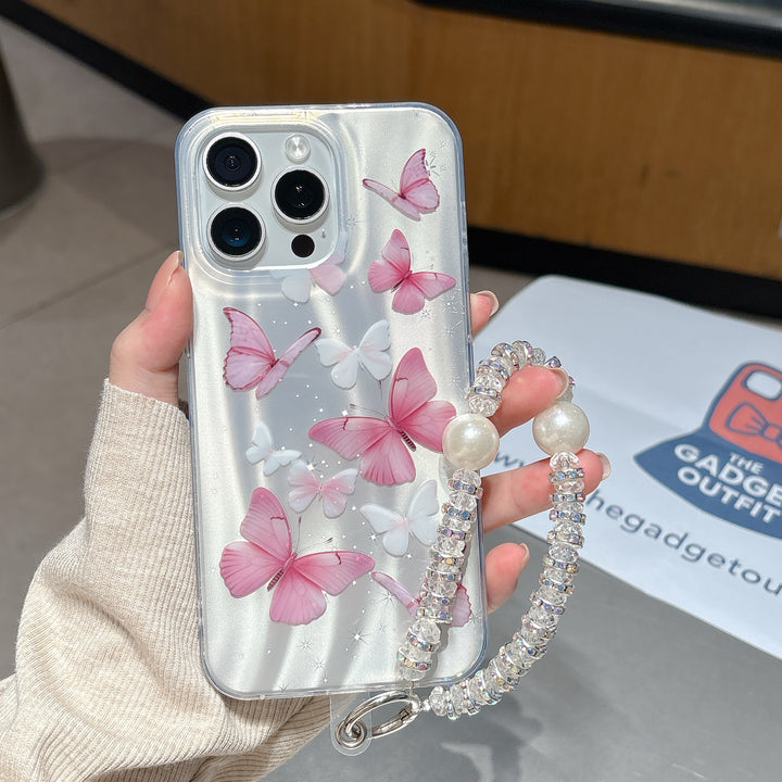 Lovely Pink Butterfly iPhone Case – Dreamy Clear Cover with Soft Shine Look