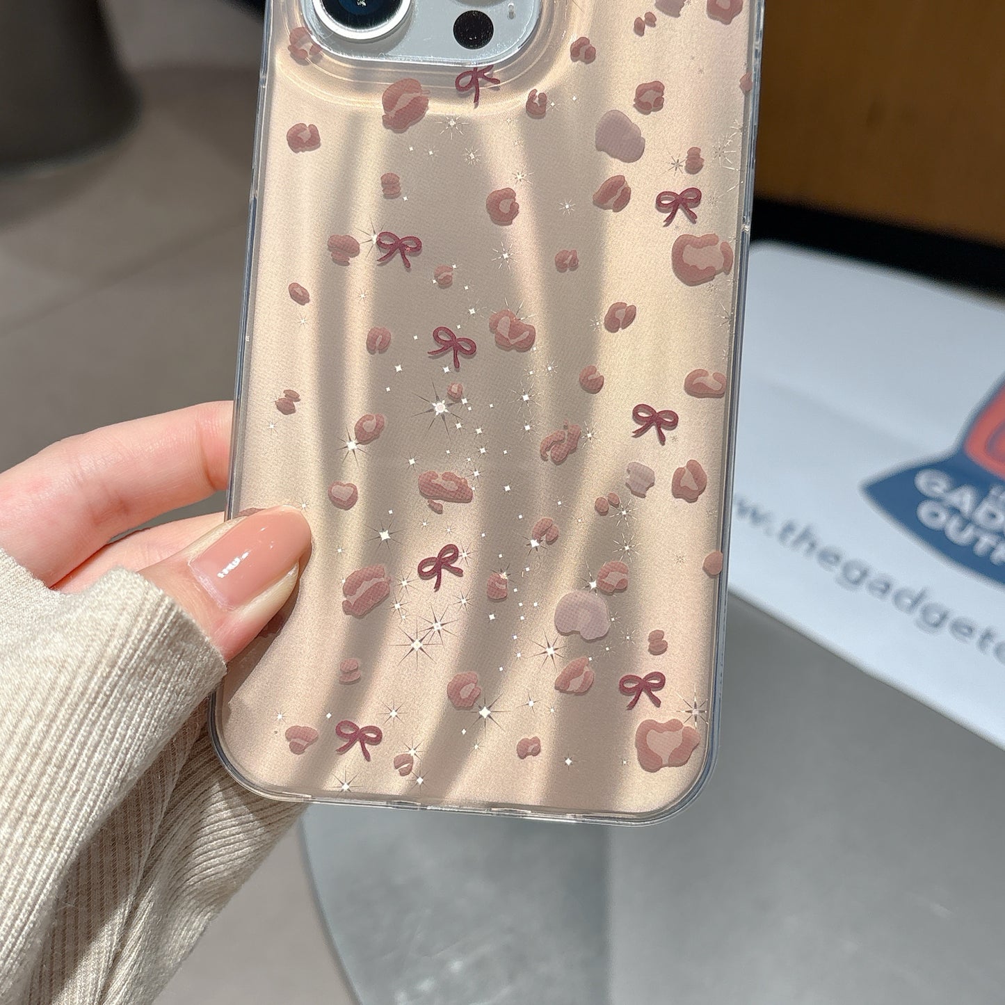Blush Bow & Heart Clear iPhone Case – Chic, Cute & Everyday Shine