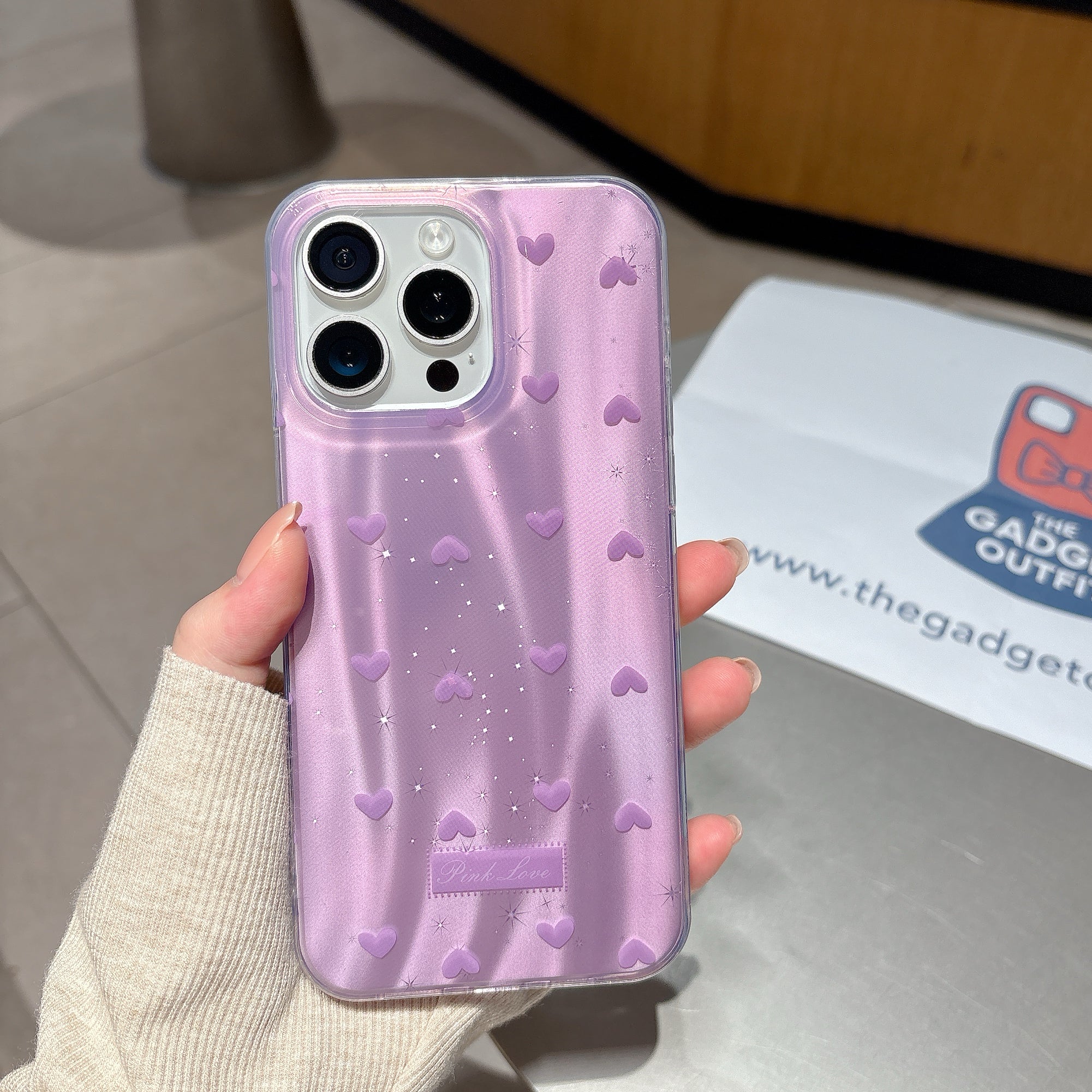 Chic Lavender Heart iPhone Case with Gloss Glow & Cute Love Pattern