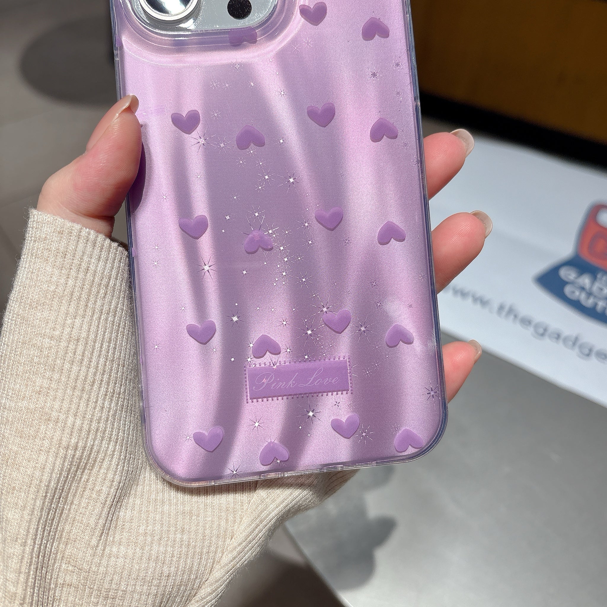 Chic Lavender Heart iPhone Case with Gloss Glow & Cute Love Pattern