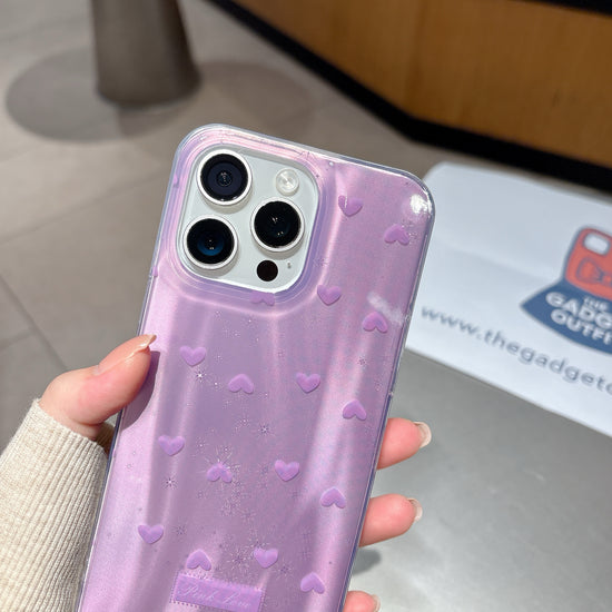 Chic Lavender Heart iPhone Case with Gloss Glow & Cute Love Pattern