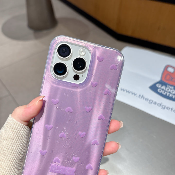 Chic Lavender Heart iPhone Case with Gloss Glow & Cute Love Pattern