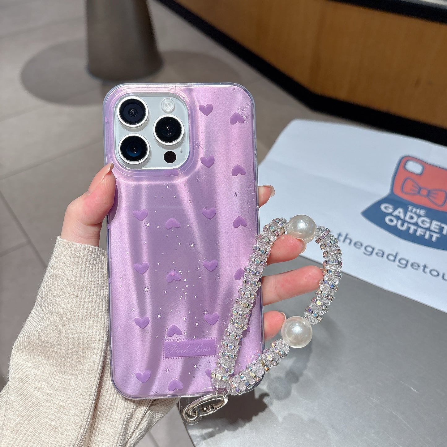 Chic Lavender Heart iPhone Case with Gloss Glow & Cute Love Pattern
