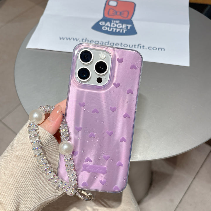 Chic Lavender Heart iPhone Case with Gloss Glow & Cute Love Pattern