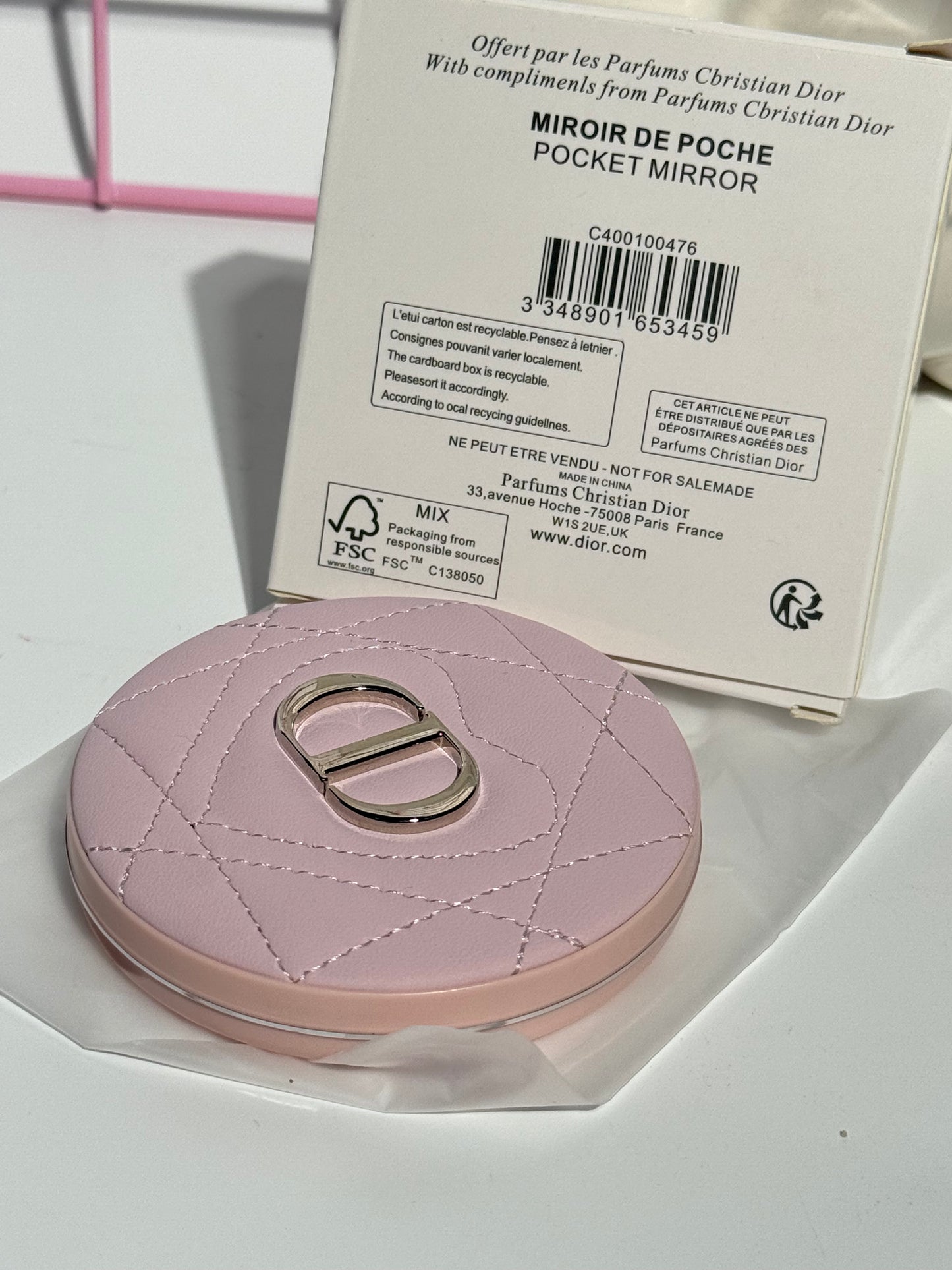 Pink Quilted Compact Mirror – Cute & Stylish Pocket Makeup Mirror