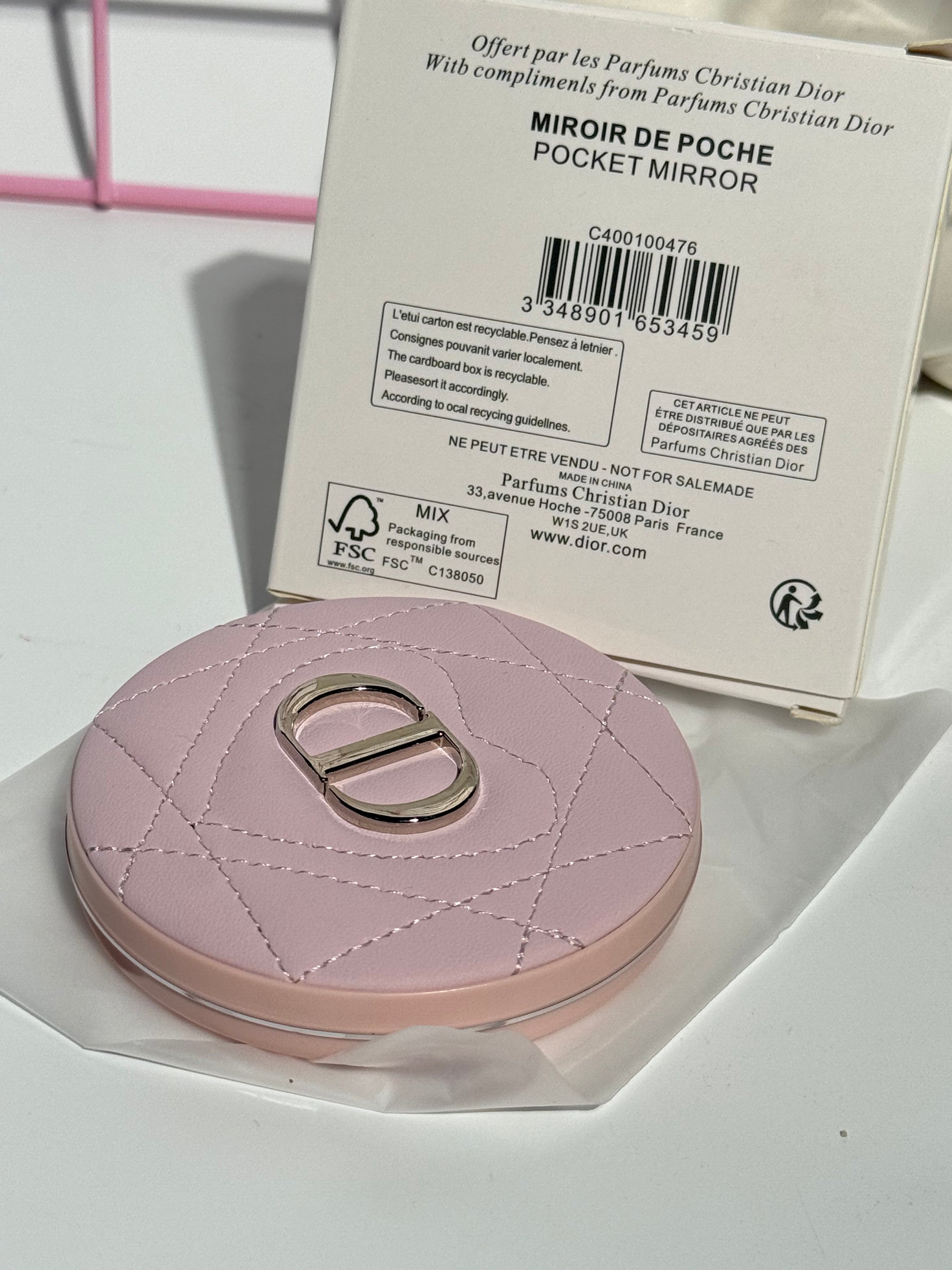 Pink Quilted Compact Mirror – Cute & Stylish Pocket Makeup Mirror