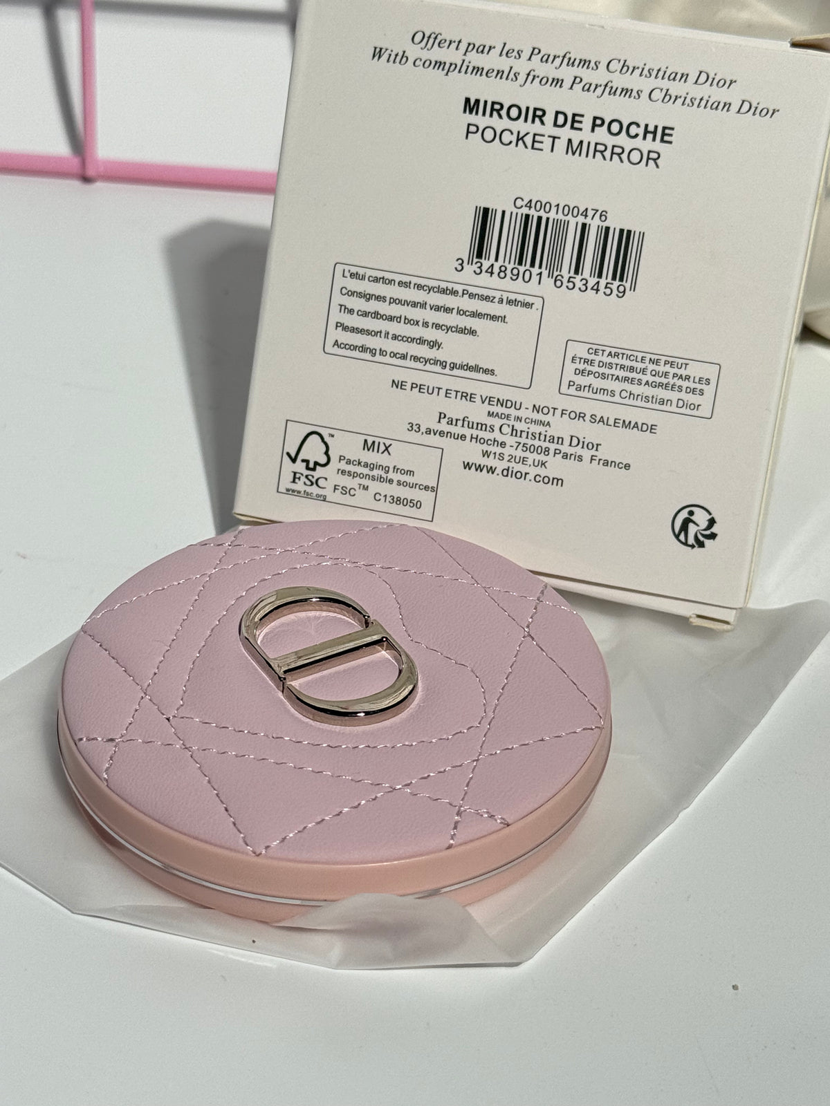 Pink Quilted Compact Mirror – Cute & Stylish Pocket Makeup Mirror