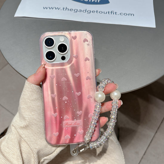 Glamorous Pink Heart iPhone Cover for Trendy Everyday Style