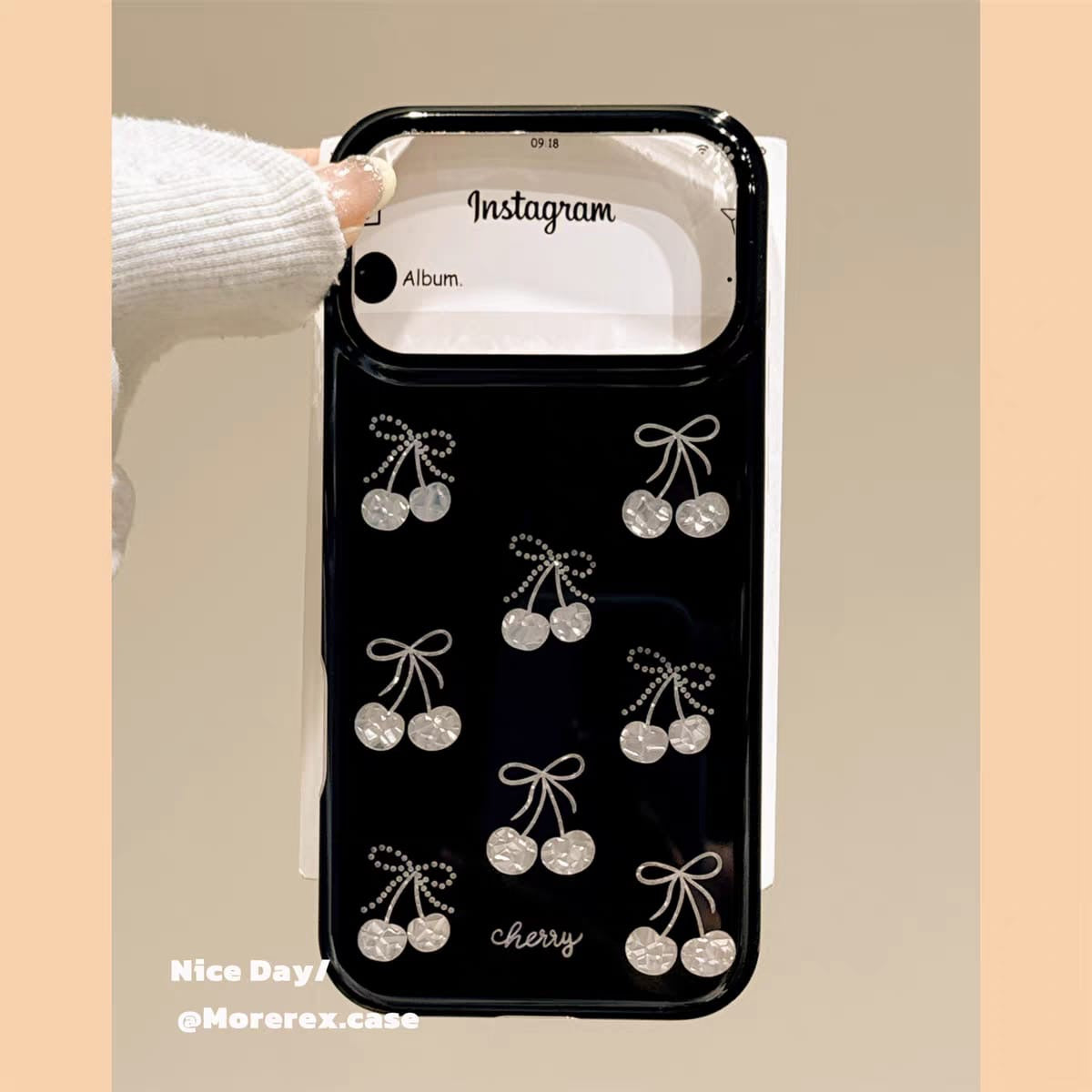 Cherry Charm Crystal iPhone Case | Cute Transparent Bow Phone Cover