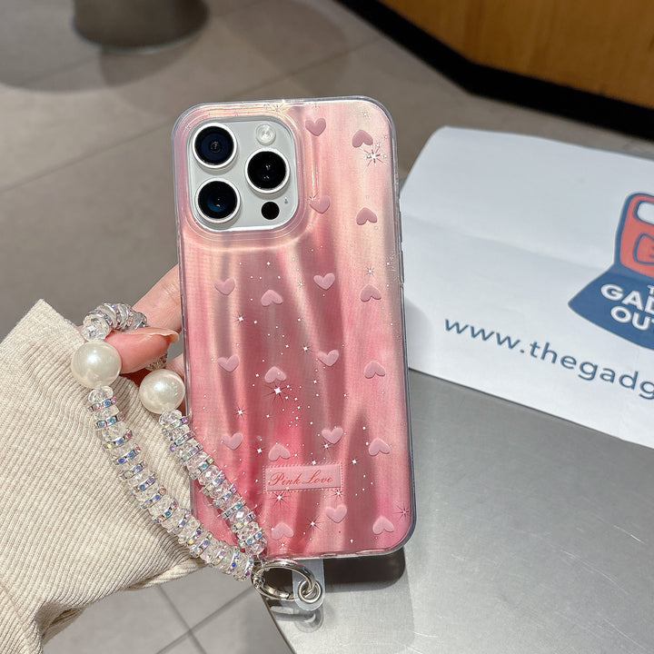 Glamorous Pink Heart iPhone Cover for Trendy Everyday Style