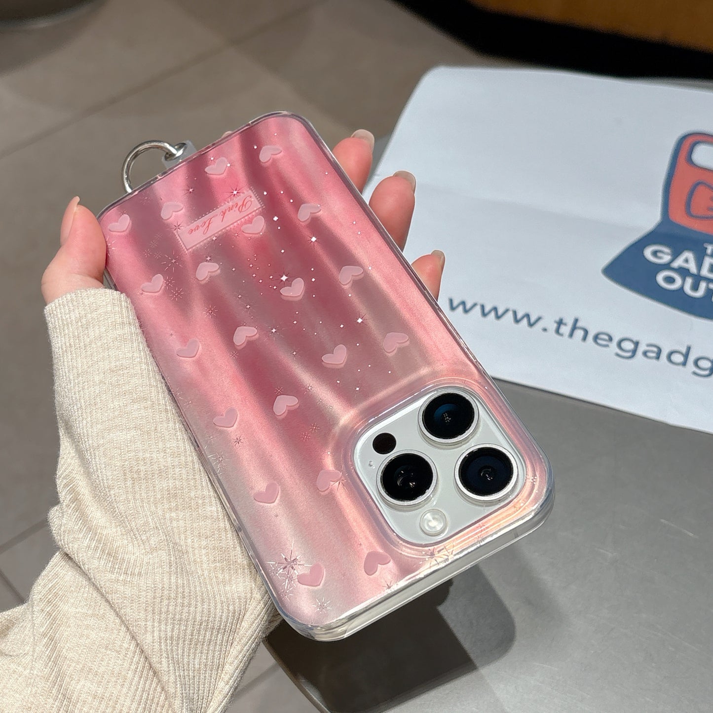 Glamorous Pink Heart iPhone Cover for Trendy Everyday Style