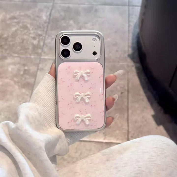 Blush Pink Pearl Bow iPhone Case | Elegant Coquette Aesthetic Cover