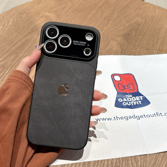Midnight Carbon Shield iPhone Case – Sleek Black Cover with Modern Camera Frame Design