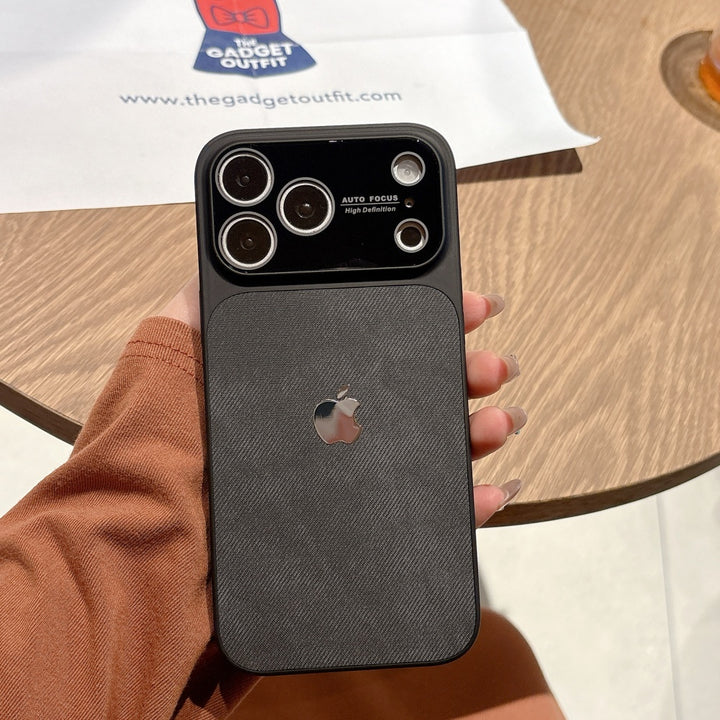 Midnight Carbon Shield iPhone Case – Sleek Black Cover with Modern Camera Frame Design