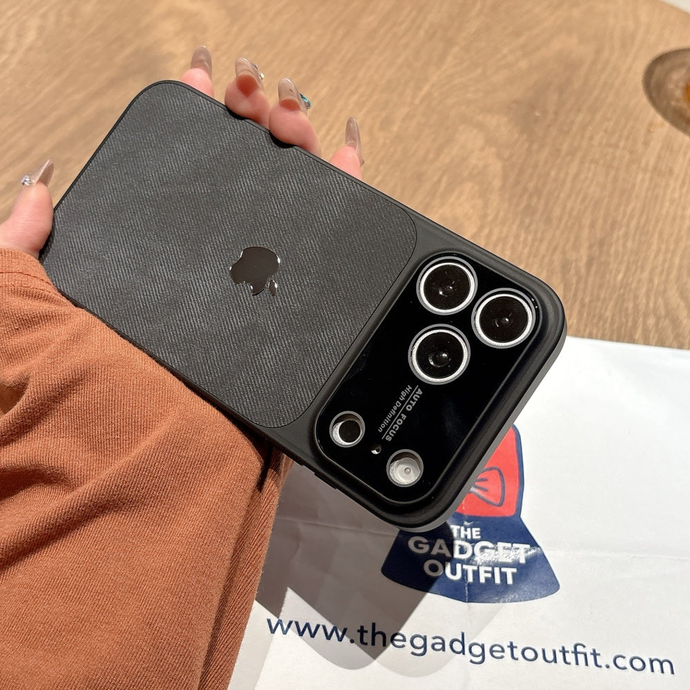 Midnight Carbon Shield iPhone Case – Sleek Black Cover with Modern Camera Frame Design