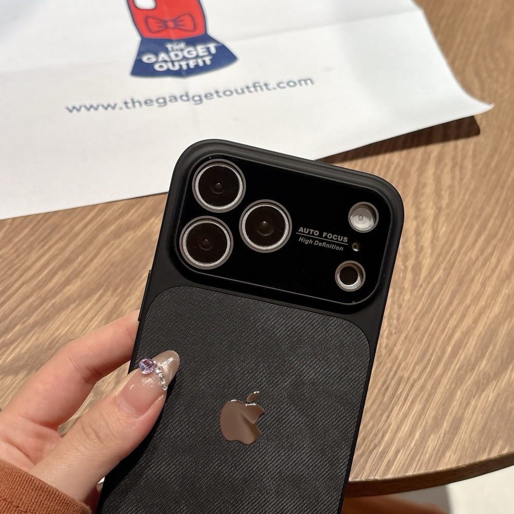 Midnight Carbon Shield iPhone Case – Sleek Black Cover with Modern Camera Frame Design
