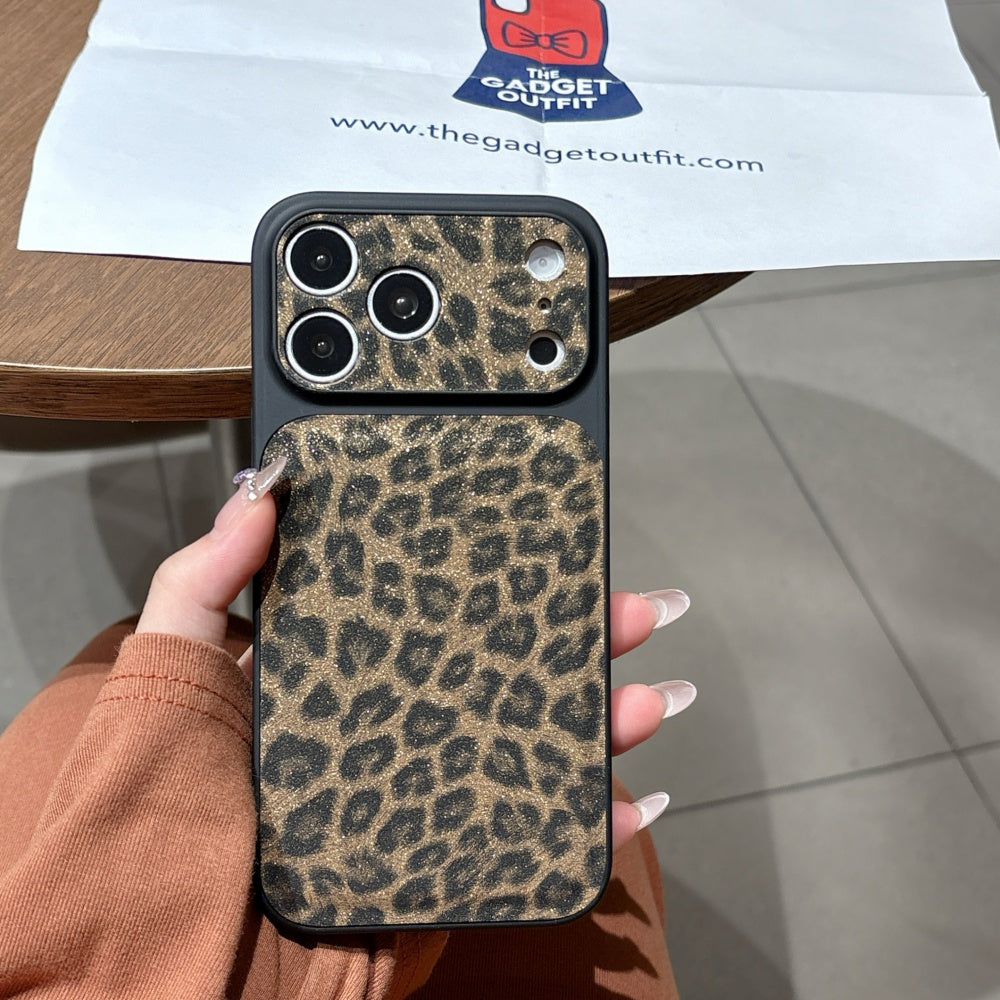 Wild Luxe Glitter Leopard iPhone Case with Black Wrist Strap – Bold Fashion Edition