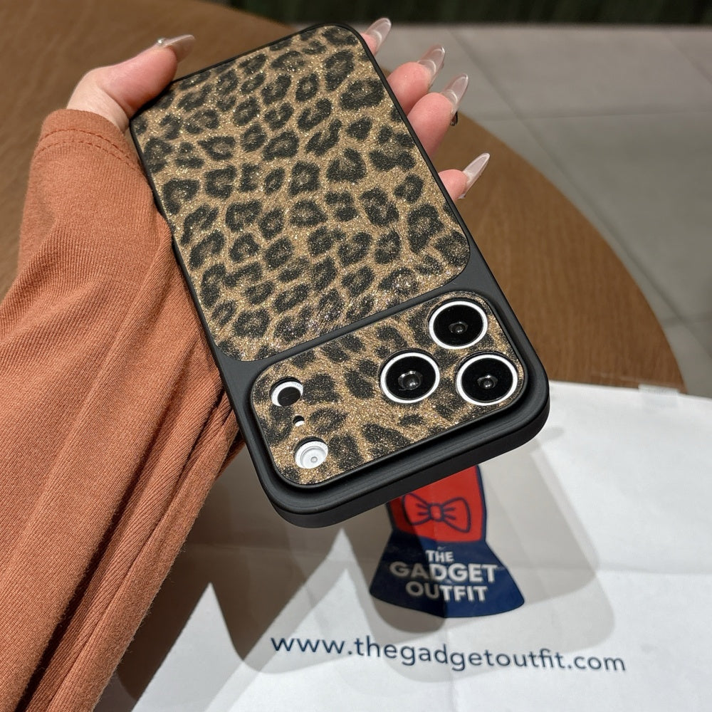 Wild Luxe Glitter Leopard iPhone Case with Black Wrist Strap – Bold Fashion Edition