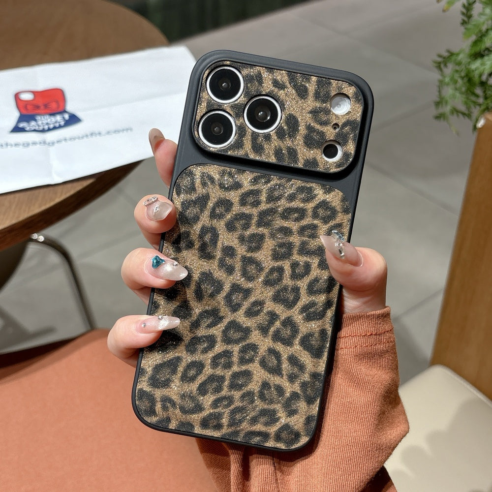 Wild Luxe Glitter Leopard iPhone Case with Black Wrist Strap – Bold Fashion Edition