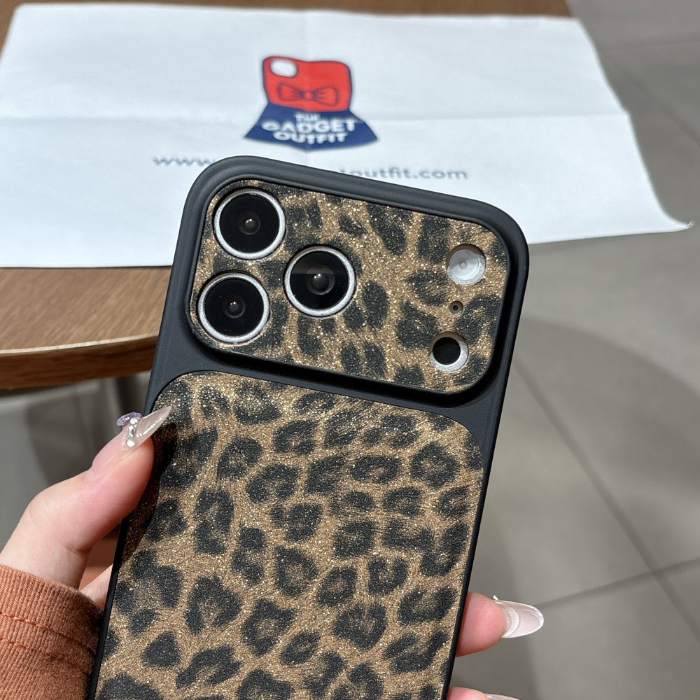 Wild Luxe Glitter Leopard iPhone Case with Black Wrist Strap – Bold Fashion Edition