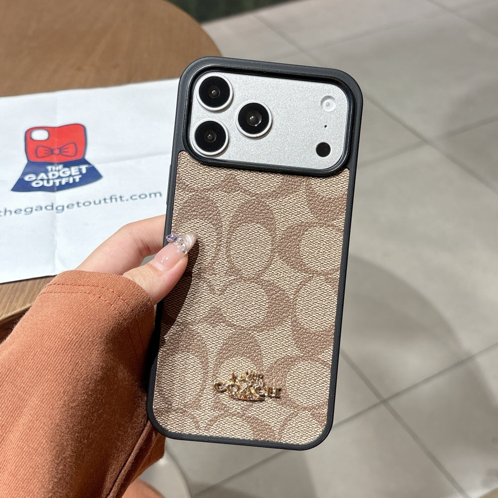 Sand Beige Monogram iPhone Case – Elegant Pattern with Premium Finish