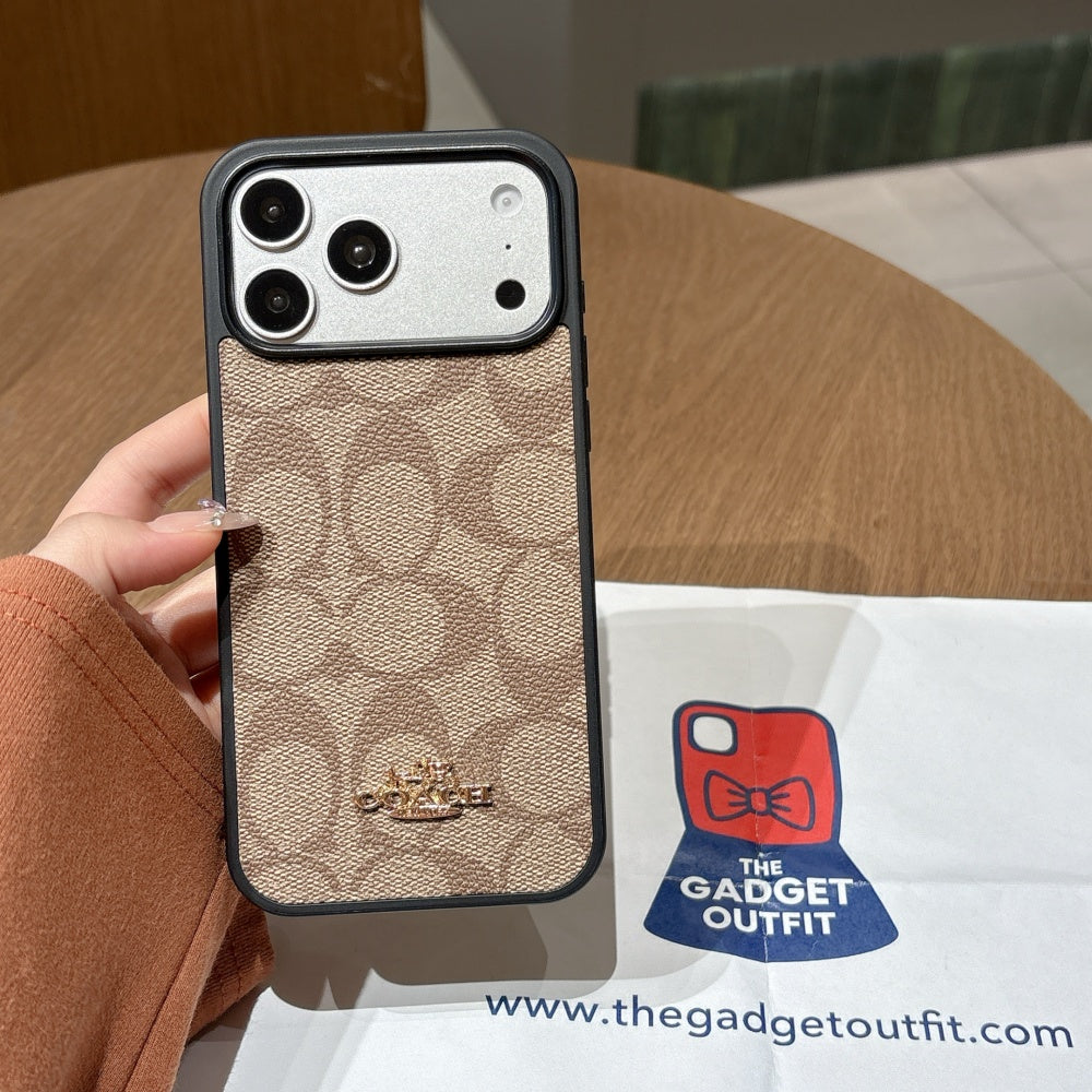 Sand Beige Monogram iPhone Case – Elegant Pattern with Premium Finish