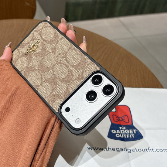 Sand Beige Monogram iPhone Case – Elegant Pattern with Premium Finish