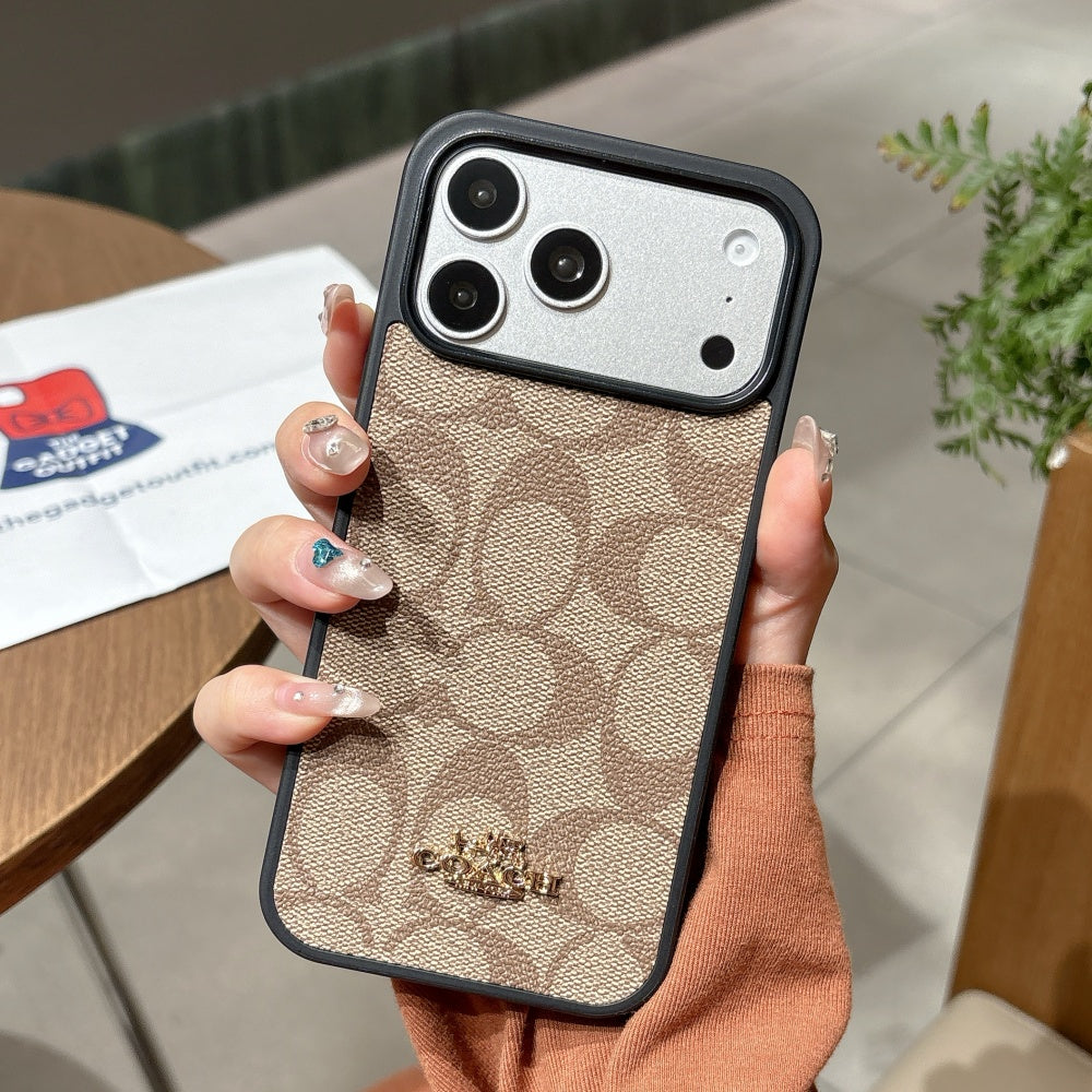 Sand Beige Monogram iPhone Case – Elegant Pattern with Premium Finish