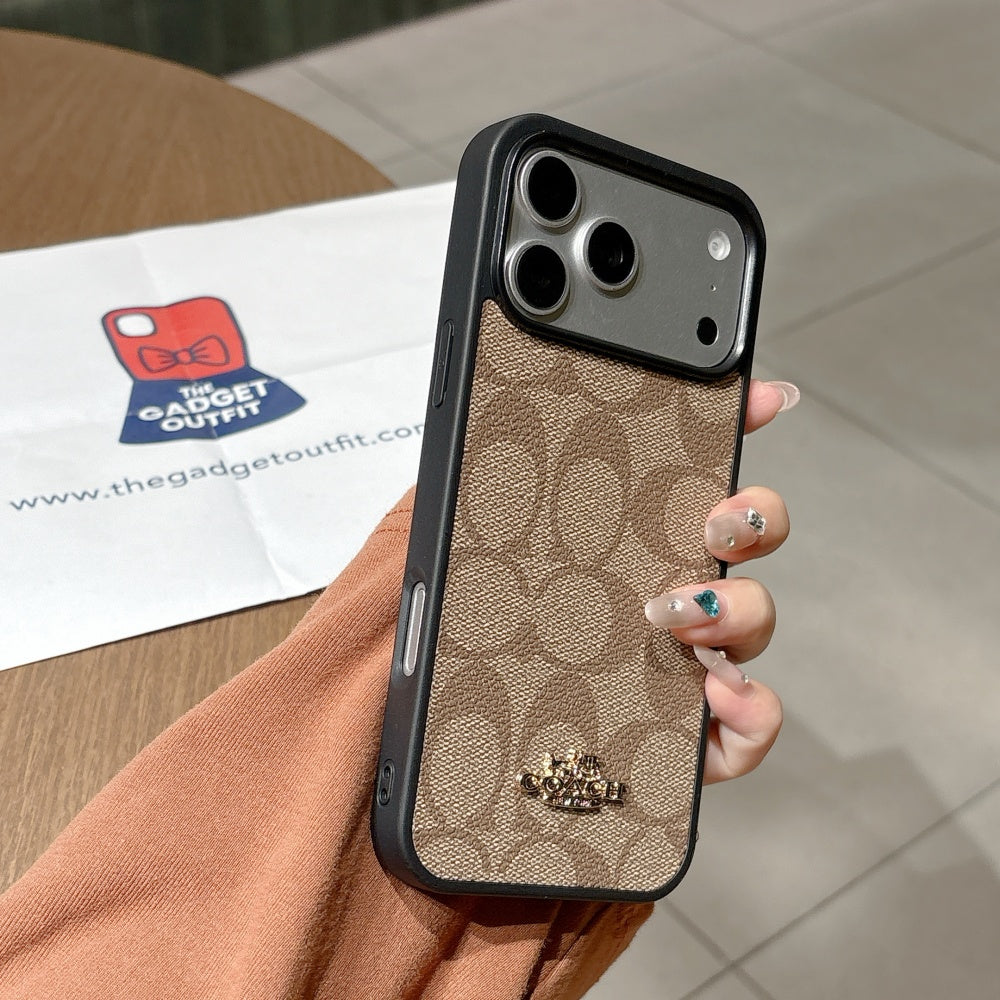 Sand Beige Monogram iPhone Case – Elegant Pattern with Premium Finish
