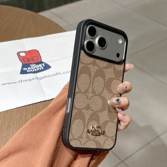 Sand Beige Monogram iPhone Case – Elegant Pattern with Premium Finish