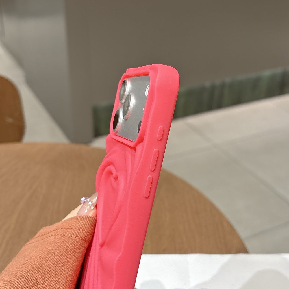 Candy Heart Wave iPhone Case – Playful Pink Aesthetic Phone Cover