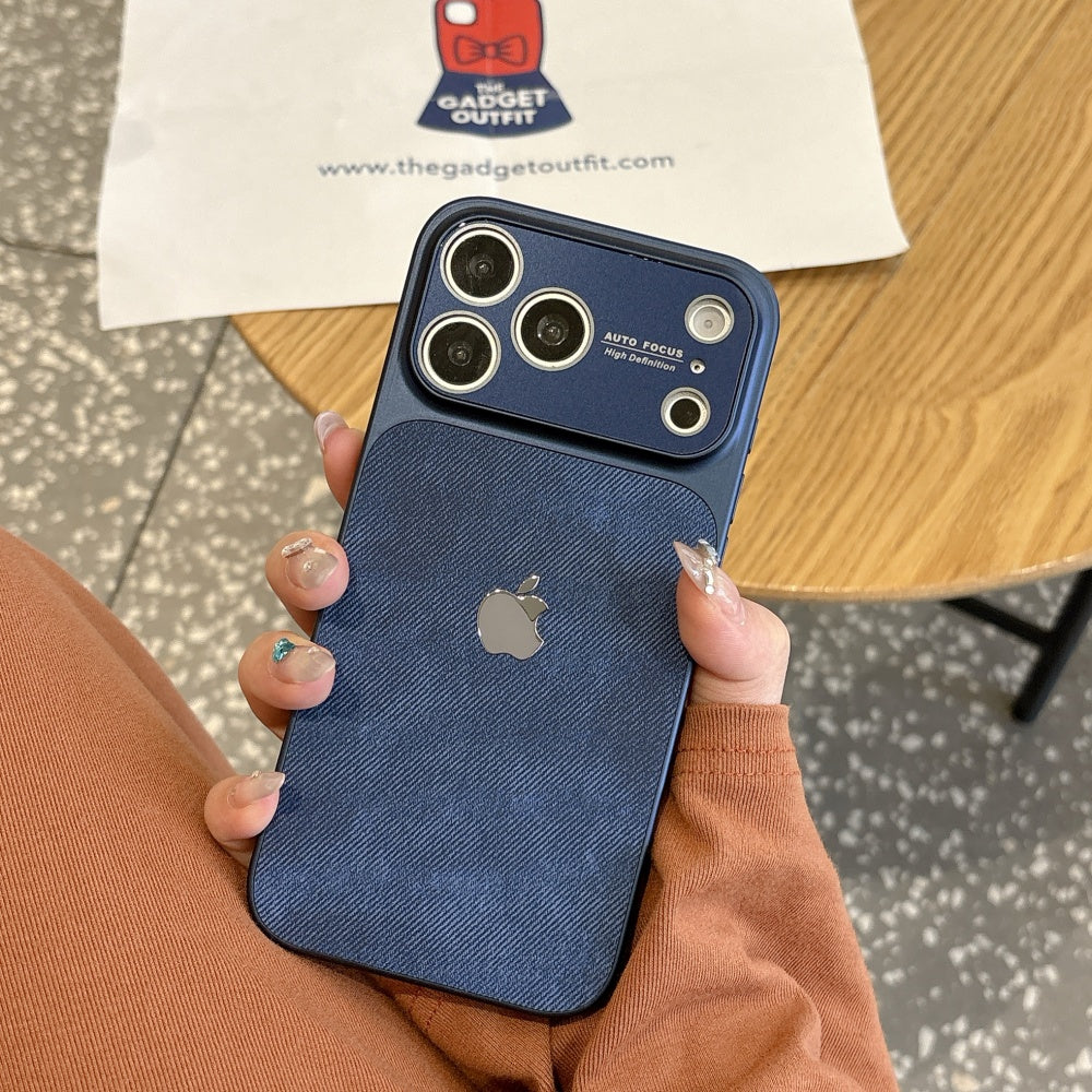Ocean Blue Fabric iPhone Case – Modern Texture with Premium Look