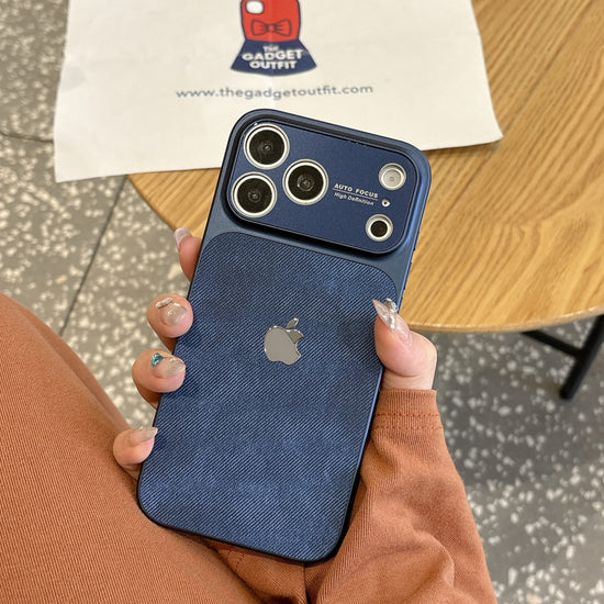 Ocean Blue Fabric iPhone Case – Modern Texture with Premium Look