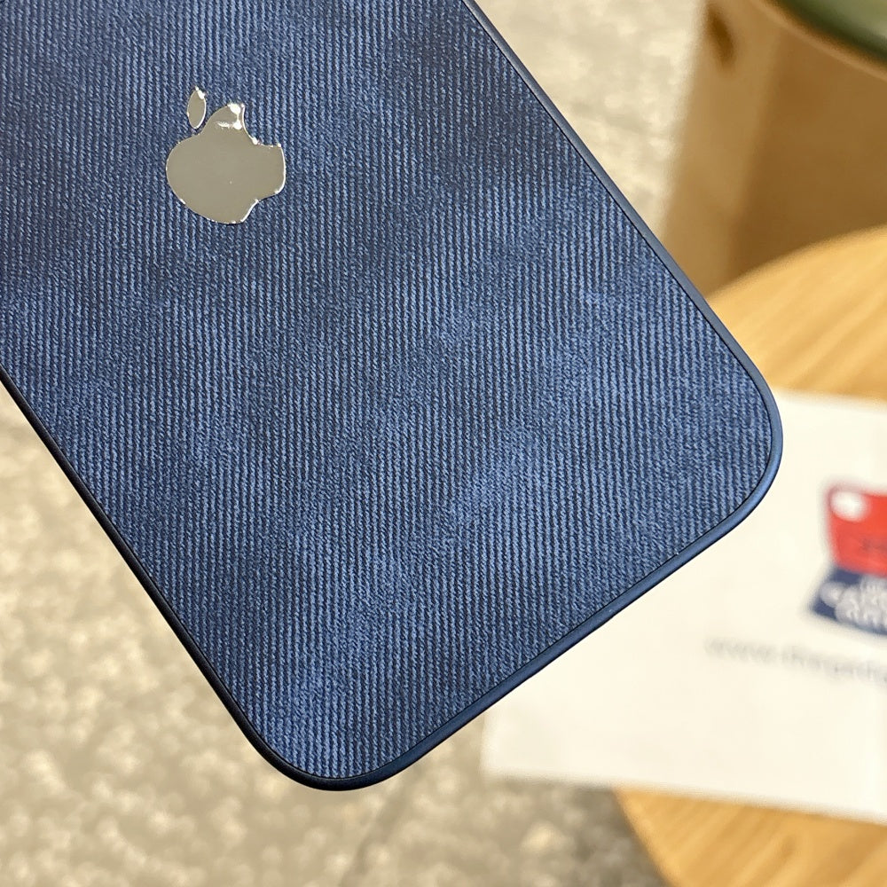 Ocean Blue Fabric iPhone Case – Modern Texture with Premium Look