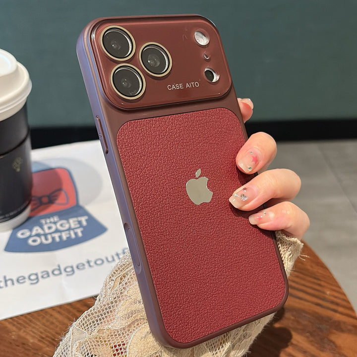 Wine Red Textured iPhone Case with Strong Grip and Lens Safety Design