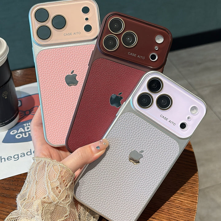 Wine Red Textured iPhone Case with Strong Grip and Lens Safety Design