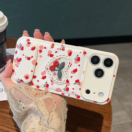 Cute Cherry Phone Case with Stand – Stylish Protective iPhone Cover