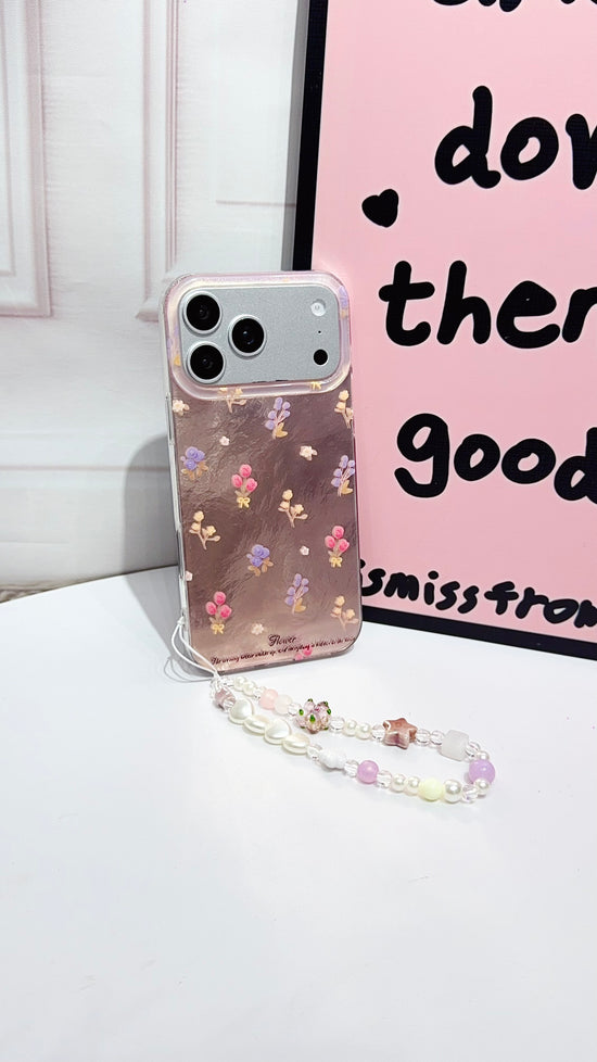 Floral Clear iPhone Case with Beaded Charm | Cute & Protective Phone Cover