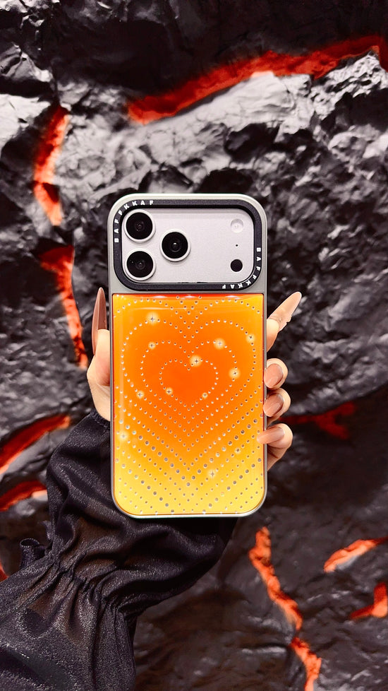 Orange Ombre Heart iPhone Case with Stud Design | Statement Phone Cover