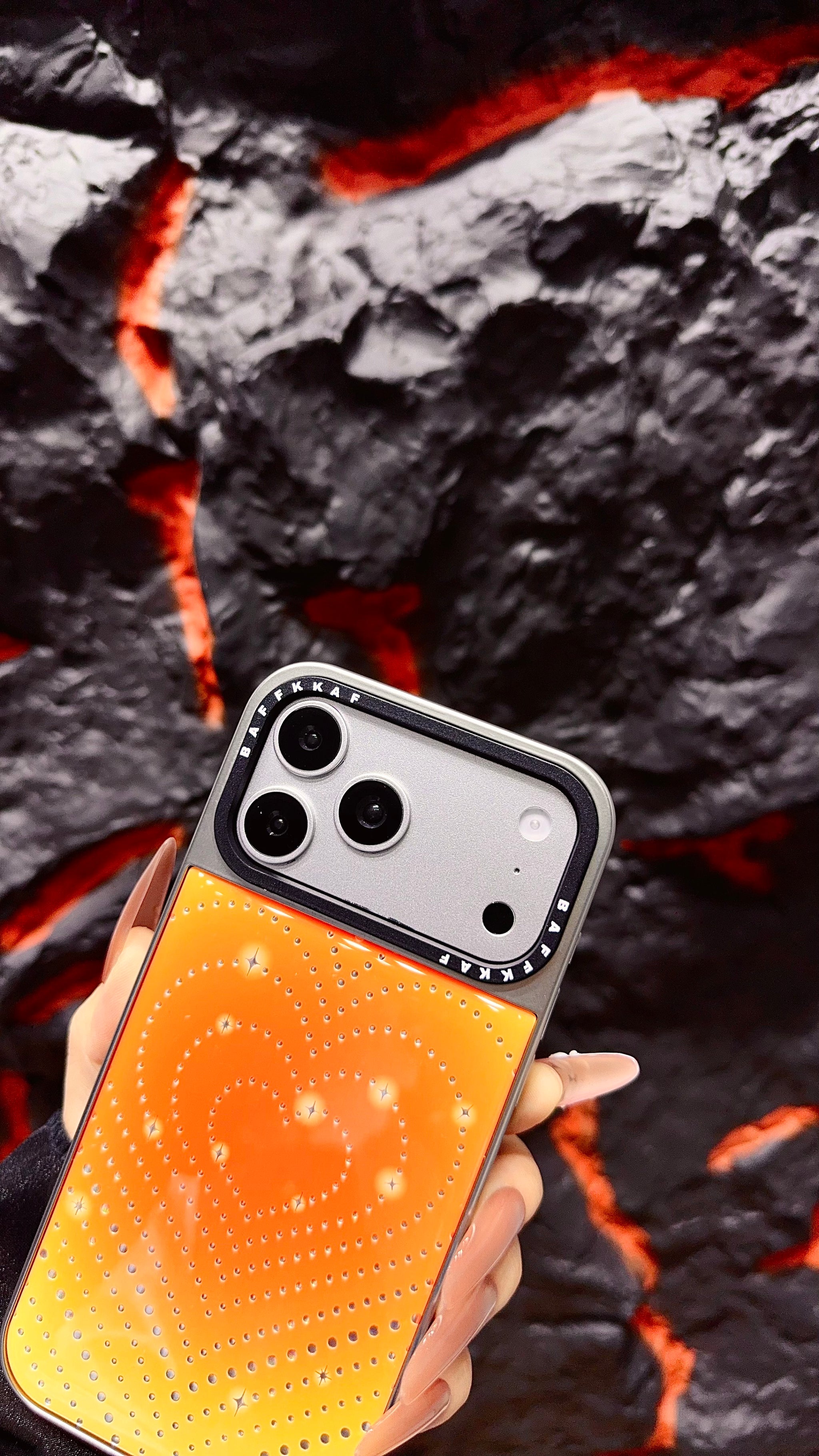 Orange Ombre Heart iPhone Case with Stud Design | Statement Phone Cover