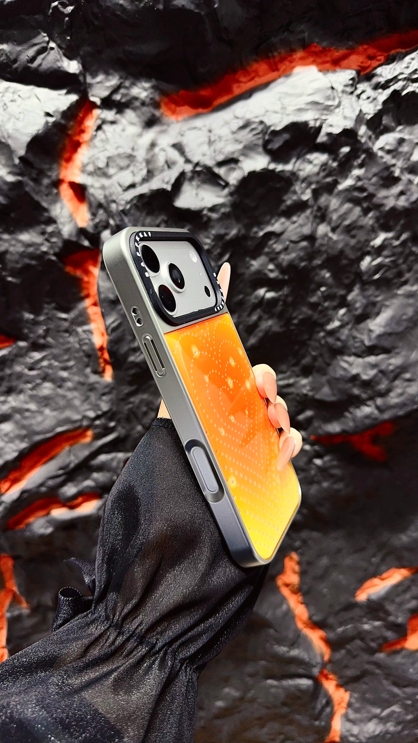 Orange Ombre Heart iPhone Case with Stud Design | Statement Phone Cover