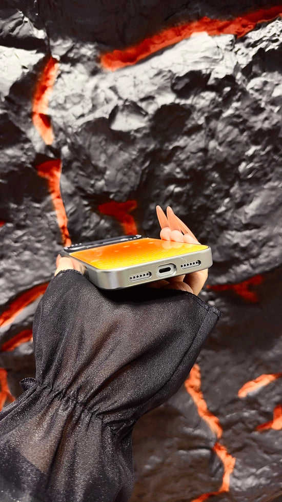 Orange Ombre Heart iPhone Case with Stud Design | Statement Phone Cover