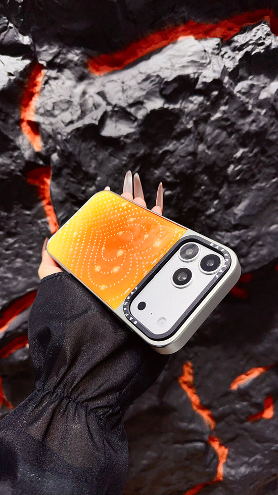 Orange Ombre Heart iPhone Case with Stud Design | Statement Phone Cover