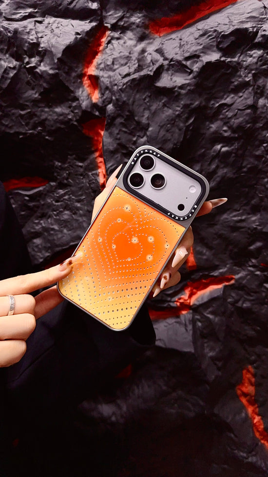 Orange Ombre Heart iPhone Case with Stud Design | Statement Phone Cover