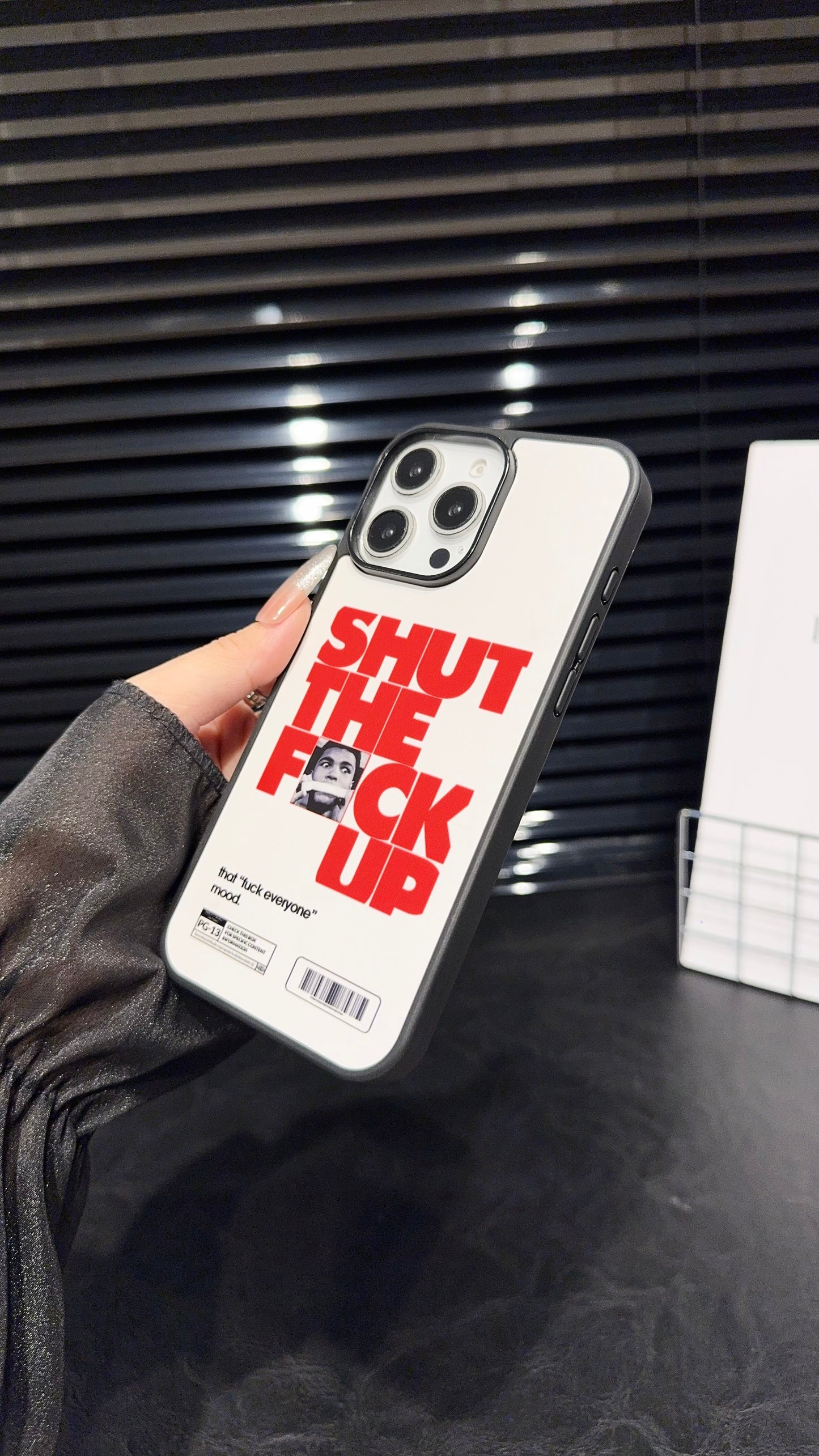 Bold “Shut The F*ck Up” Graphic iPhone Case – Trendy Minimalist Protective Cover