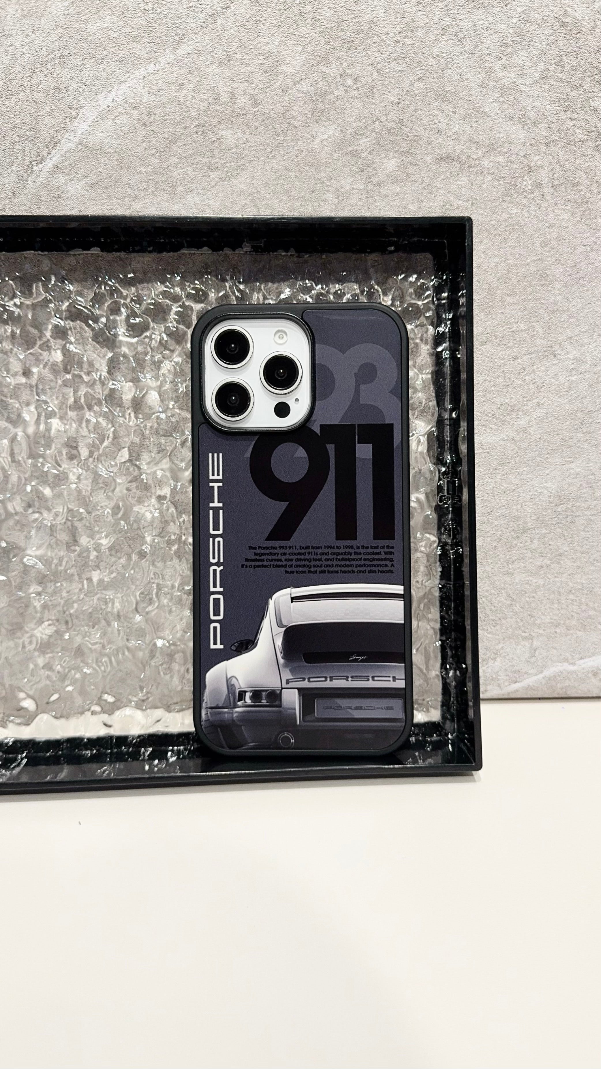 Classic Sports Car iPhone Case – Matte Black Luxury-Inspired Protective Cover