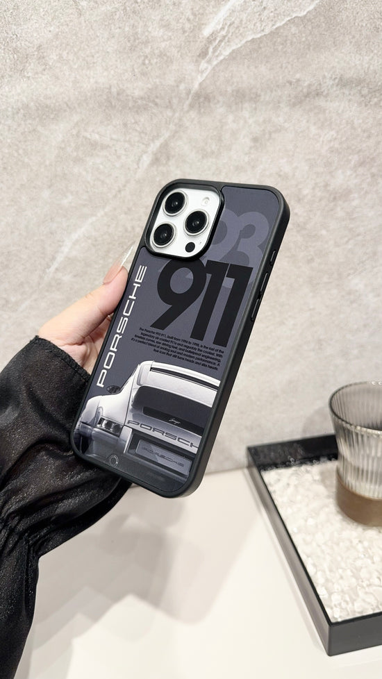 Classic Sports Car iPhone Case – Matte Black Luxury-Inspired Protective Cover