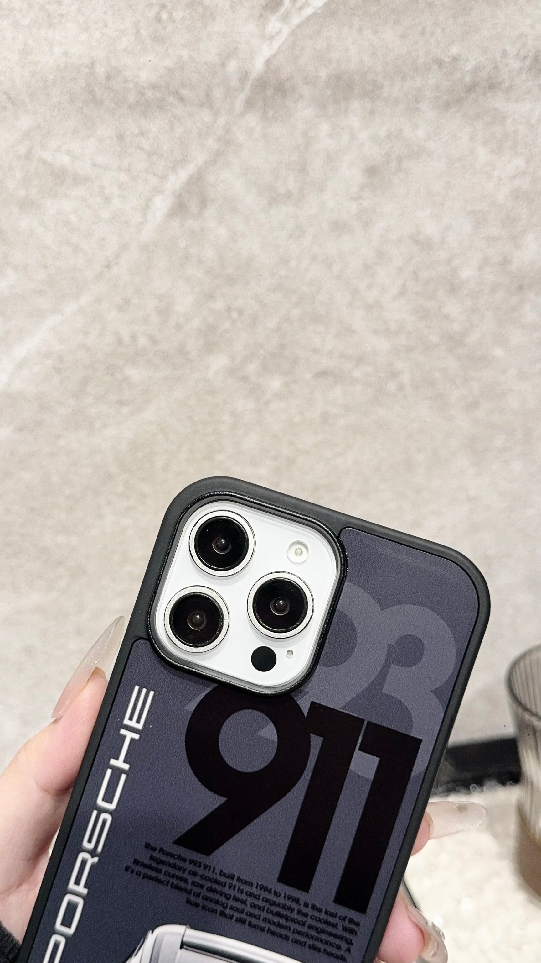 Classic Sports Car iPhone Case – Matte Black Luxury-Inspired Protective Cover