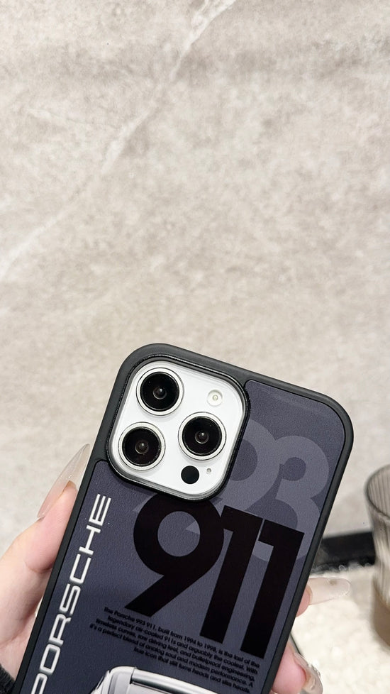 Classic Sports Car iPhone Case – Matte Black Luxury-Inspired Protective Cover