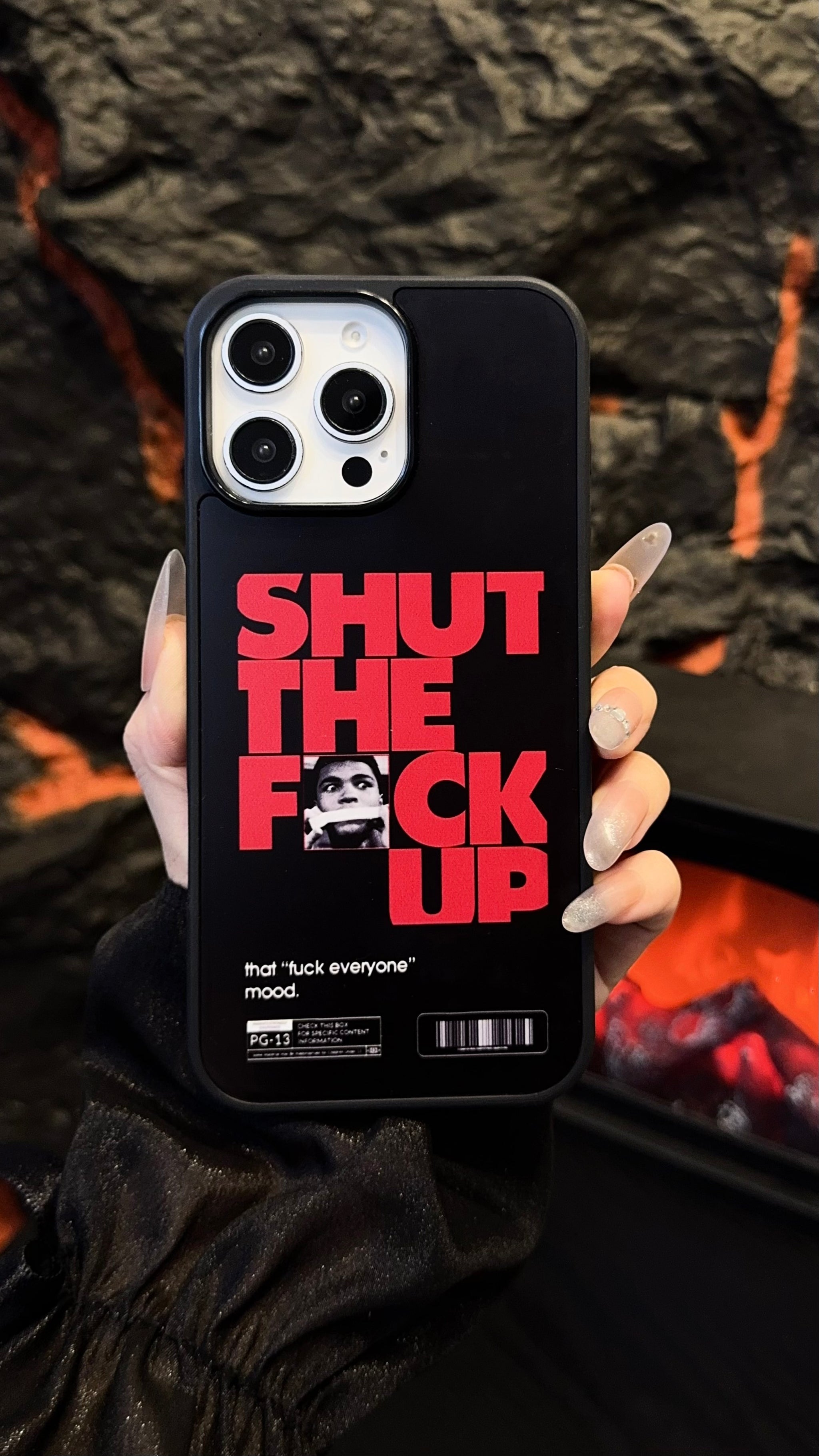 “Shut The F*ck Up” Bold Black iPhone Case – Attitude Graphic Protective Cover